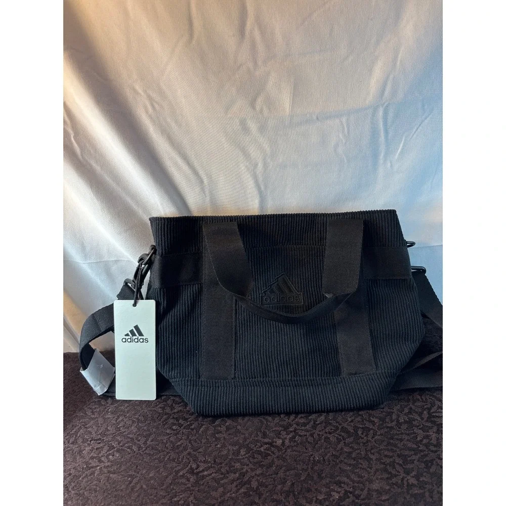 Adidas Corduroy Mini Tote Black Crossbody Bag IU9296 NWT
